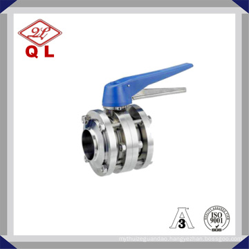 Sanitary Stainless Steel Multiposition Butterfly Valve with Blue Trigger Handle